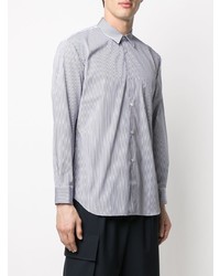 weißes und dunkelblaues vertikal gestreiftes Langarmhemd von Comme Des Garcons SHIRT