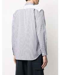 weißes und dunkelblaues vertikal gestreiftes Langarmhemd von Comme Des Garcons SHIRT