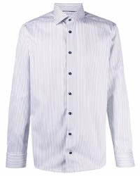 weißes und dunkelblaues vertikal gestreiftes Langarmhemd von Eton