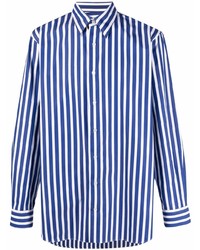 weißes und dunkelblaues vertikal gestreiftes Langarmhemd von Etro