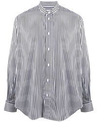 weißes und dunkelblaues vertikal gestreiftes Langarmhemd von Givenchy