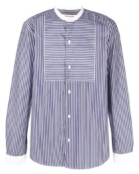 weißes und dunkelblaues vertikal gestreiftes Langarmhemd von Orlebar Brown