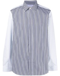 weißes und dunkelblaues vertikal gestreiftes Langarmhemd von Paul Smith