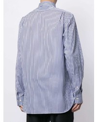 weißes und dunkelblaues vertikal gestreiftes Langarmhemd von Polo Ralph Lauren