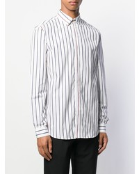 weißes und dunkelblaues vertikal gestreiftes Langarmhemd von Paul Smith