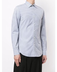 weißes und dunkelblaues vertikal gestreiftes Langarmhemd von Kent & Curwen