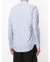weißes und dunkelblaues vertikal gestreiftes Langarmhemd von Kent & Curwen