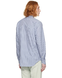 weißes und dunkelblaues vertikal gestreiftes Langarmhemd von rag & bone
