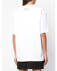 weißes und gelbes bedrucktes T-Shirt mit einem Rundhalsausschnitt von Calvin Klein Jeans Est. 1978