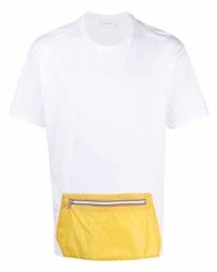 weißes und gelbes T-Shirt mit einem Rundhalsausschnitt von Low Brand