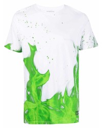 weißes und grünes bedrucktes T-Shirt mit einem Rundhalsausschnitt von 313 WORLDWIDE