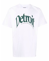 weißes und grünes bedrucktes T-Shirt mit einem Rundhalsausschnitt von Carhartt WIP