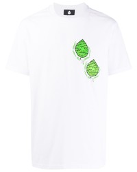 weißes und grünes bedrucktes T-Shirt mit einem Rundhalsausschnitt von DUOltd