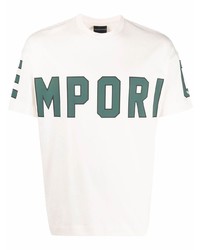 weißes und grünes bedrucktes T-Shirt mit einem Rundhalsausschnitt von Ea7 Emporio Armani