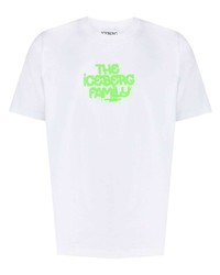 weißes und grünes bedrucktes T-Shirt mit einem Rundhalsausschnitt von Iceberg