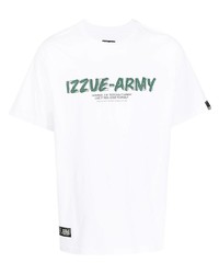 weißes und grünes bedrucktes T-Shirt mit einem Rundhalsausschnitt von Izzue