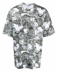 weißes und grünes bedrucktes T-Shirt mit einem Rundhalsausschnitt von Kenzo