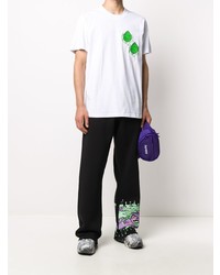 weißes und grünes bedrucktes T-Shirt mit einem Rundhalsausschnitt von DUOltd