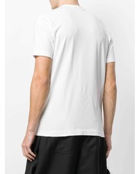 weißes und grünes bedrucktes T-Shirt mit einem Rundhalsausschnitt von Comme Des Garçons Shirt Boys
