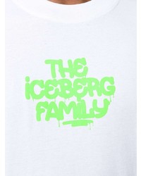 weißes und grünes bedrucktes T-Shirt mit einem Rundhalsausschnitt von Iceberg