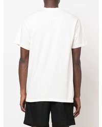 weißes und grünes bedrucktes T-Shirt mit einem Rundhalsausschnitt von 424