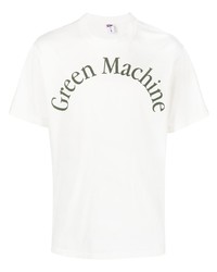 weißes und grünes bedrucktes T-Shirt mit einem Rundhalsausschnitt von Manuel Ritz