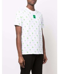 weißes und grünes bedrucktes T-Shirt mit einem Rundhalsausschnitt von Puma