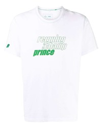 weißes und grünes bedrucktes T-Shirt mit einem Rundhalsausschnitt von Reigning Champ