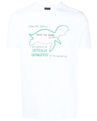 weißes und grünes bedrucktes T-Shirt mit einem Rundhalsausschnitt von Save The Duck