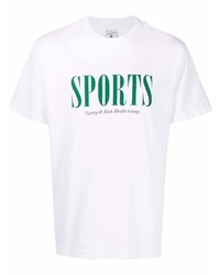 weißes und grünes bedrucktes T-Shirt mit einem Rundhalsausschnitt von Sporty & Rich