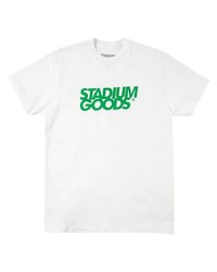 weißes und grünes bedrucktes T-Shirt mit einem Rundhalsausschnitt von Stadium Goods