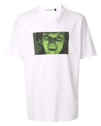 weißes und grünes bedrucktes T-Shirt mit einem Rundhalsausschnitt von Undercover