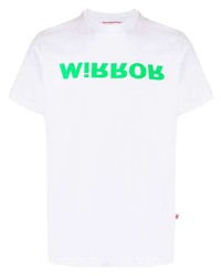 weißes und grünes bedrucktes T-Shirt mit einem Rundhalsausschnitt von Walter Van Beirendonck