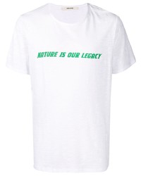 weißes und grünes bedrucktes T-Shirt mit einem Rundhalsausschnitt von Zadig & Voltaire