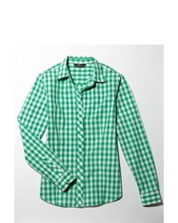 weißes und grünes Businesshemd mit Vichy-Muster