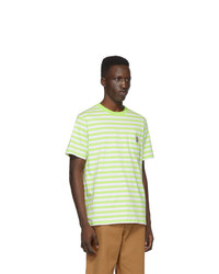weißes und grünes horizontal gestreiftes T-Shirt mit einem Rundhalsausschnitt von CARHARTT WORK IN PROGRESS
