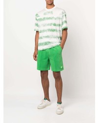 weißes und grünes horizontal gestreiftes T-Shirt mit einem Rundhalsausschnitt von Emporio Armani