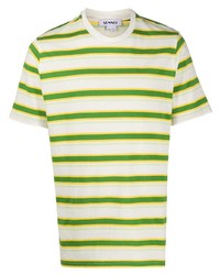 weißes und grünes horizontal gestreiftes T-Shirt mit einem Rundhalsausschnitt von Sunnei