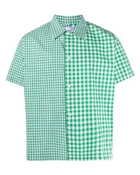 weißes und grünes Kurzarmhemd mit Karomuster von ERL