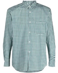 weißes und grünes Langarmhemd mit Vichy-Muster von Comme Des Garcons SHIRT