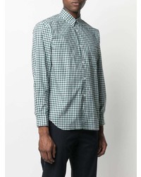 weißes und grünes Langarmhemd mit Vichy-Muster von Comme Des Garcons SHIRT