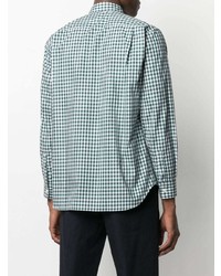 weißes und grünes Langarmhemd mit Vichy-Muster von Comme Des Garcons SHIRT