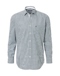 weißes und grünes Langarmhemd mit Vichy-Muster von Marc O'Polo