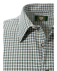 weißes und grünes Langarmhemd mit Vichy-Muster von OS-TRACHTEN