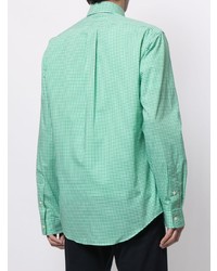weißes und grünes Langarmhemd mit Vichy-Muster von Polo Ralph Lauren