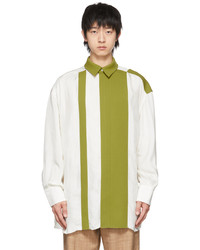 weißes und grünes Langarmhemd von GAUCHERE