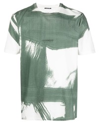 weißes und grünes Mit Batikmuster T-Shirt mit einem Rundhalsausschnitt von C.P. Company
