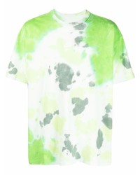 weißes und grünes Mit Batikmuster T-Shirt mit einem Rundhalsausschnitt von Nike