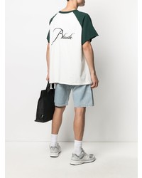 weißes und grünes T-Shirt mit einem Rundhalsausschnitt von Rhude