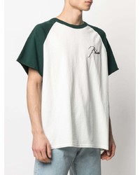 weißes und grünes T-Shirt mit einem Rundhalsausschnitt von Rhude